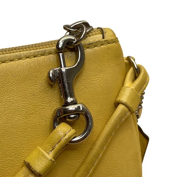Coach Women’s Yellow Leather With Strap & Tag Wristlet Pouch Handbag Size S - Picture 5 of 10